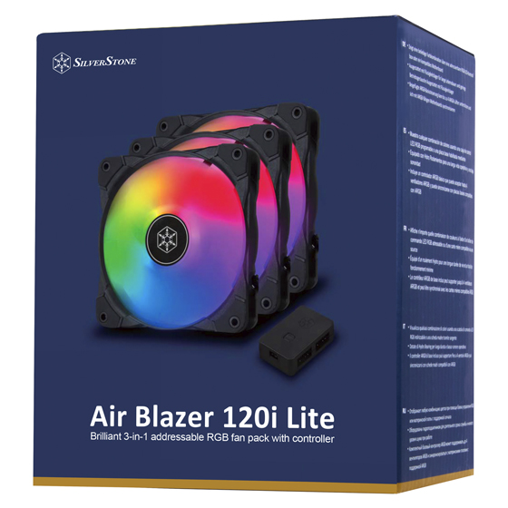 SilverStone Air Blazer 120i Lite Brilliant 3-in-1 addressable RGB fan pack with controller