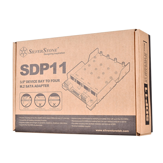 SilverStone SDP11-  3.5 inch drive bay to 4 x M.2 SATA Based SSDs Adapter